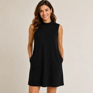 SPANX AIR Essentials (airessentials) Mock Neck Mini Dress | XL | Black | Pockets
